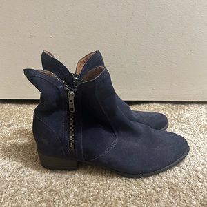 Navy Blue Leather Boots
